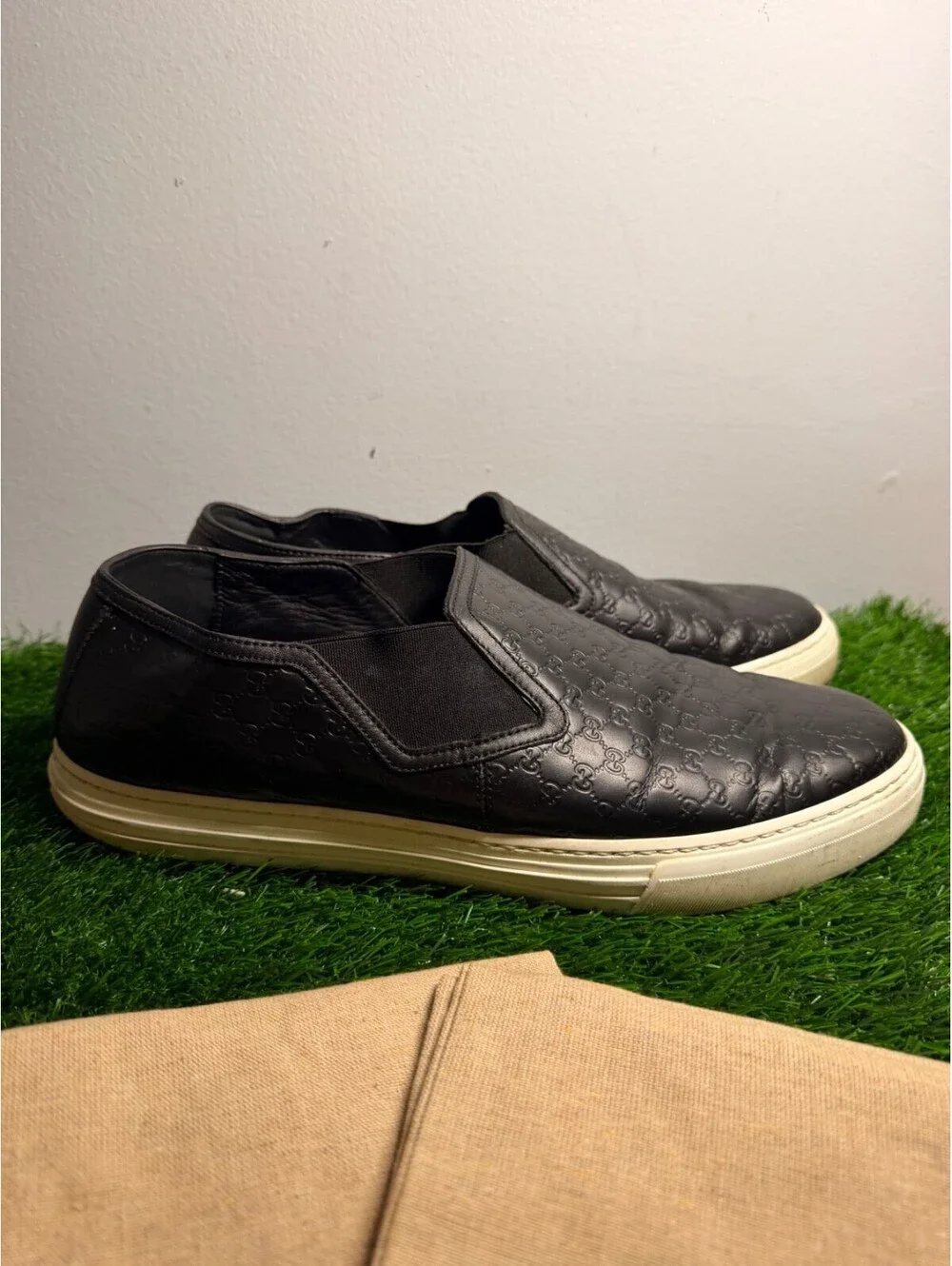 Gucci Microguccissima Monogram Leather Slip-Ons Size 9.5